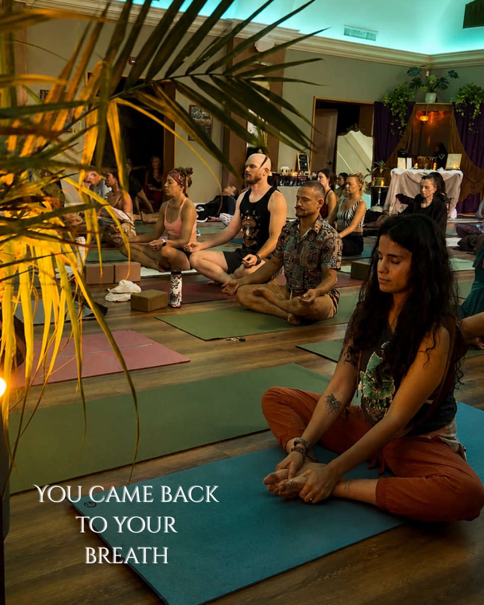 A breathwork and meditation class at The Temple — you came back to your breath